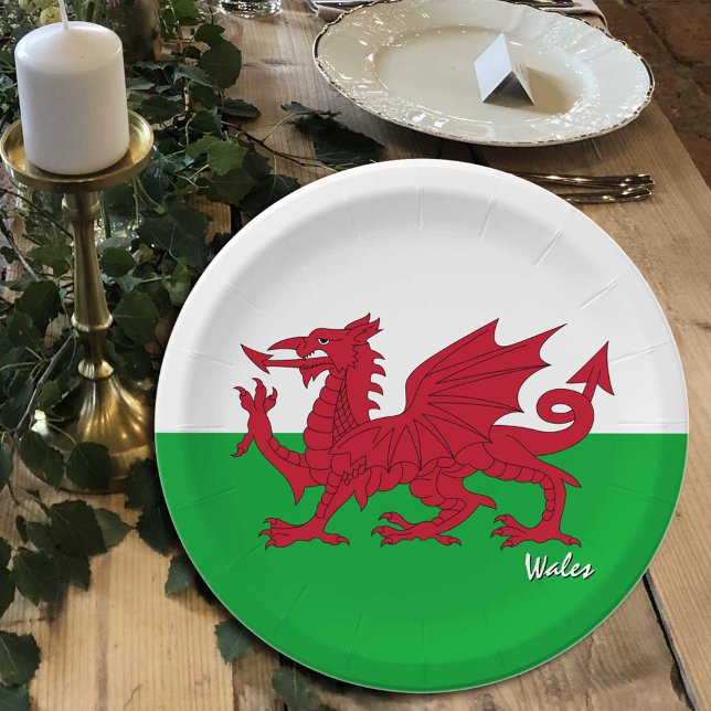Welsh Flag plates, party, sports, Cymru / Wales Paper Plates (Creator Uploaded)