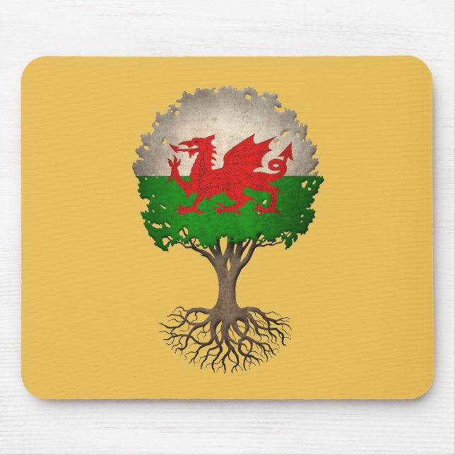 Welsh Flag Tree of Life Customizable Mouse Pad (Front)