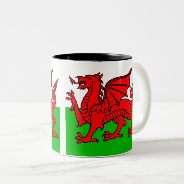 Welsh Flag Two-Tone Coffee Mug (Front Right)