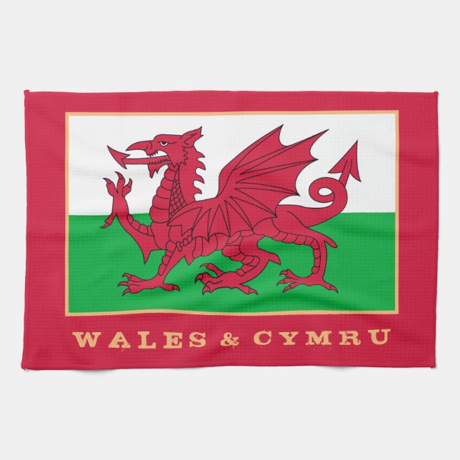 Welsh flag & Wales  cooking, fashion /sports Cymru Kitchen Towel (Horizontal)