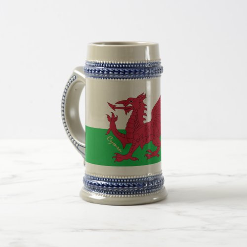 Welsh Flag  Wales Cymru patriot  sports Beer Stein