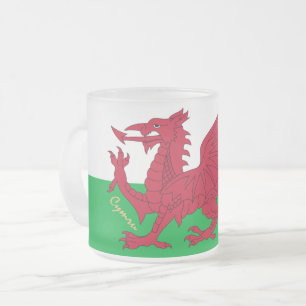 Welsh Flag & Wales, Cymru patriot / sports Frosted Glass Coffee Mug