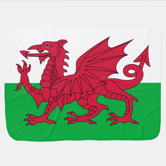 Welsh Flag (Wales) (Welsh Dragon) Baby Blanket (Horizontal)