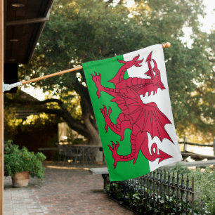 Welsh Flag (Wales) (Welsh Dragon) House Flag