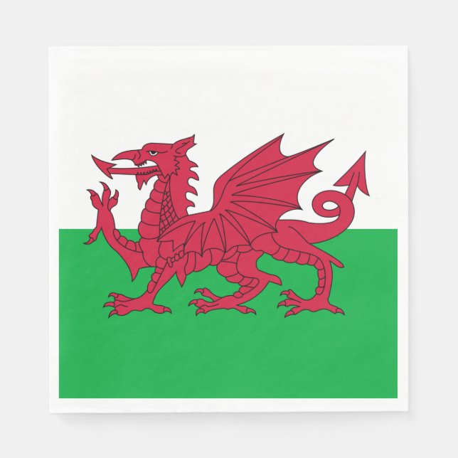 Welsh Flag (Wales) (Welsh Dragon) Napkins (Front)
