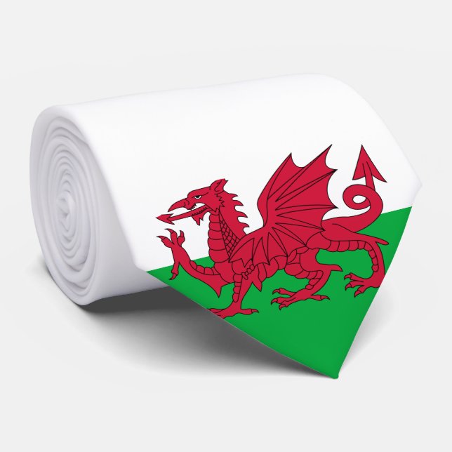 Welsh Flag (Wales) (Welsh Dragon) Neck Tie (Rolled)