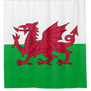 Welsh Flag (Wales) (Welsh Dragon) Shower Curtain