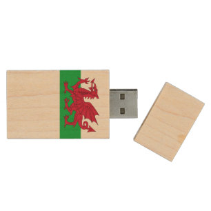 Welsh Flag (Wales) (Welsh Dragon) Wood Flash Drive