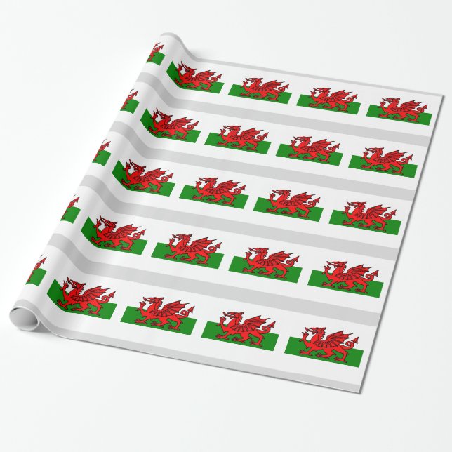 Welsh Flag Wrapping Paper (Unrolled)