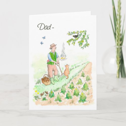 Welsh Greeting Birthday Card for a Man Gardening