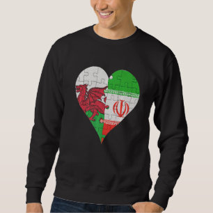 Welsh Iranian Flag Heart   Sweatshirt