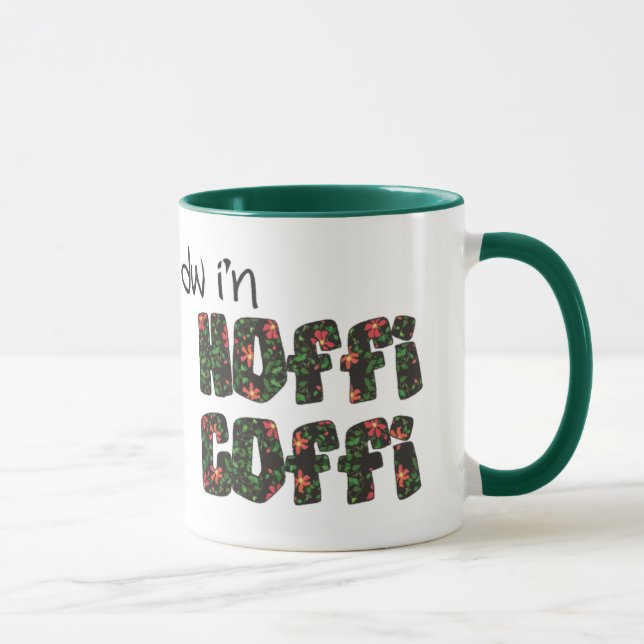 Welsh Language Coffee Mug: Hoffi Coffi, Floral Mug (Right)