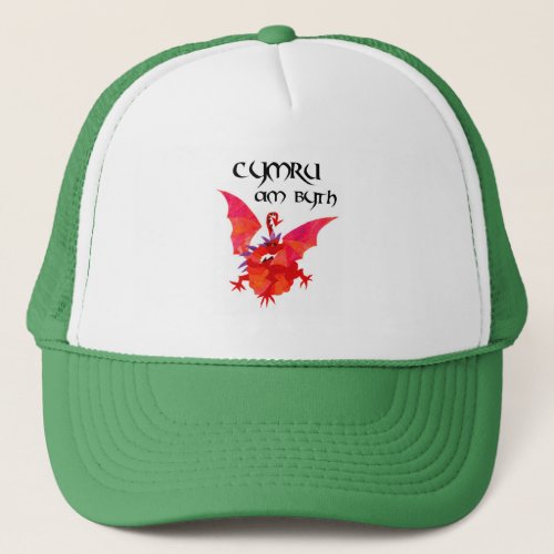 Welsh Language Red Dragon Wales Forever Trucker Hat