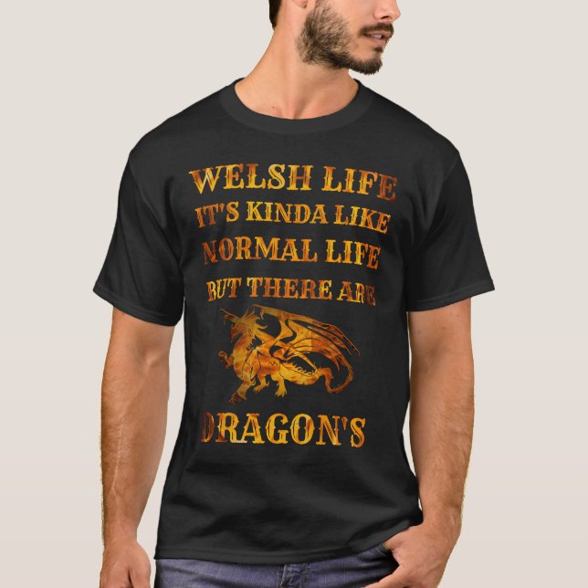 Welsh Life  Wales Dragons Welshman Dewi Sant T-Shirt (Front)