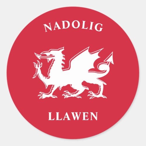 Welsh Merry Christmas Simple Celtic Nadolig Llawen Classic Round Sticker