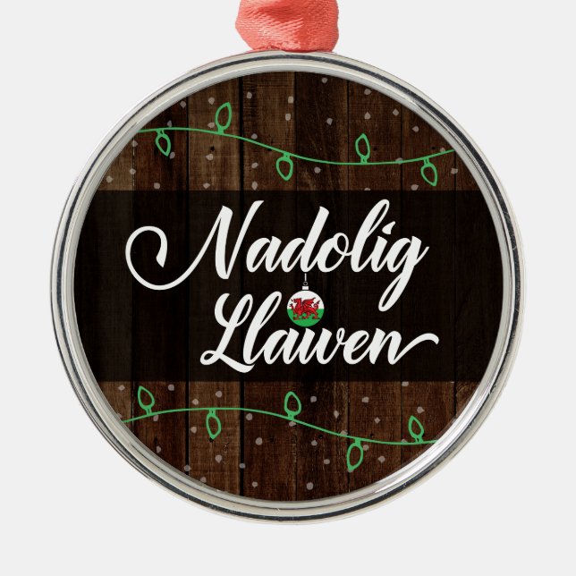 Welsh Merry Christmas, Wales, Nadolig Llawen Metal Ornament (Front)