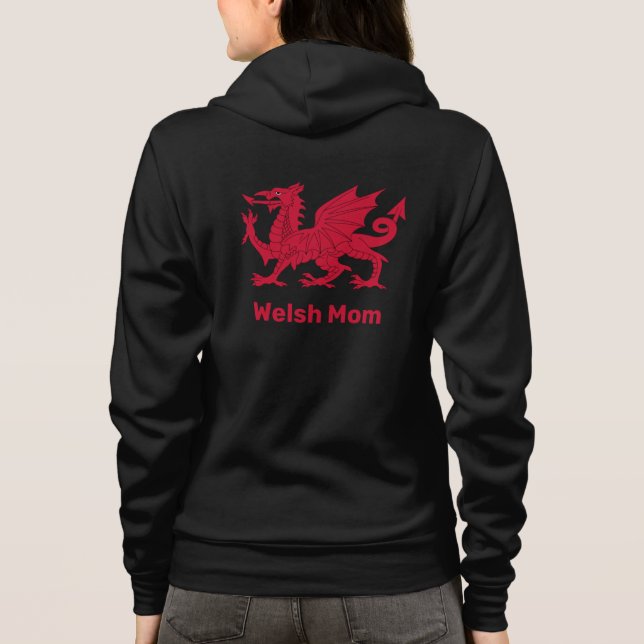 Welsh Mom, Red Dragon & Wales fashion / Cymru Hoodie (Back)