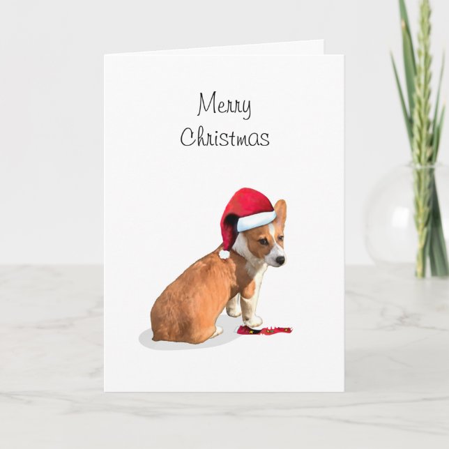 Welsh Pembroke Corgi  Merry Christmas Holiday Card (Front)