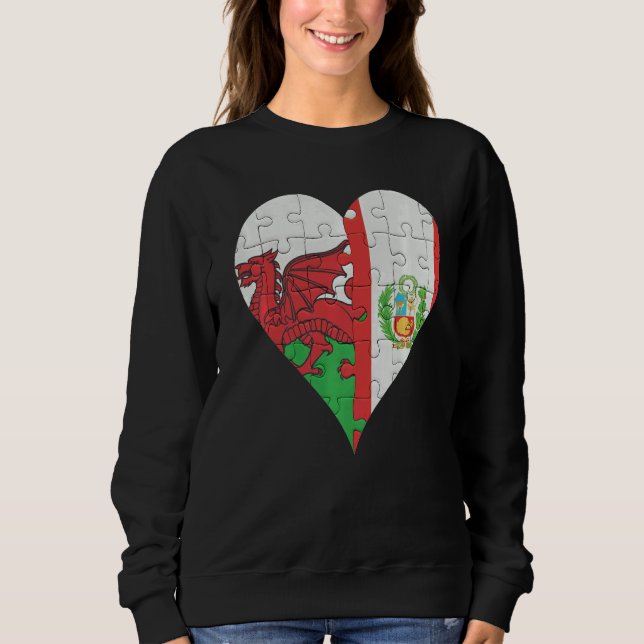 Welsh Peruvian Flag Heart Sweatshirt (Front)