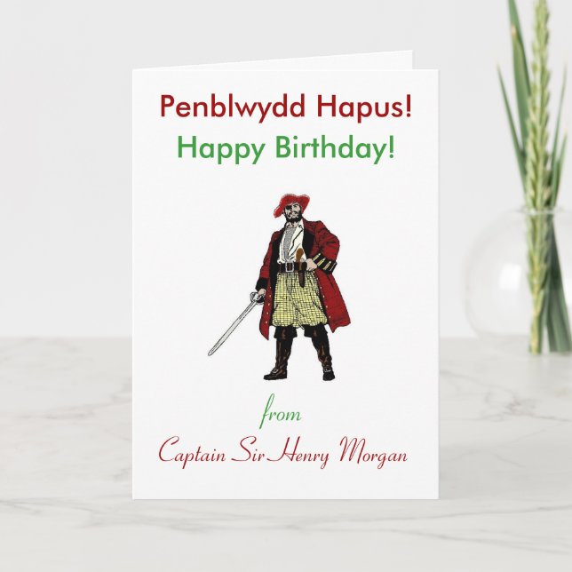 Welsh Pirate Birthday Greeting Card (Front)
