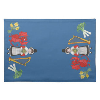 Welsh Placemat: Welsh Daffodils Dragon Leeks Harp Cloth Placemat