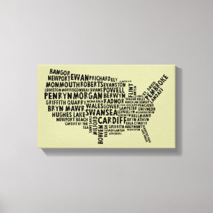 Welsh Placenames American Map Canvas Print