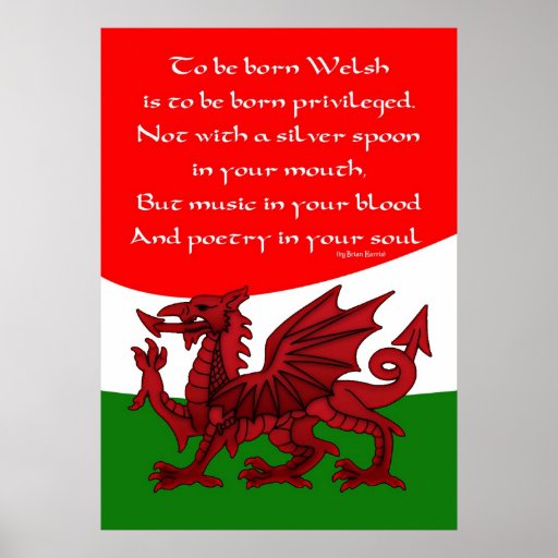 Welsh Poem Poster - Print Welsh Dragon  Zazzle