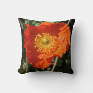 Welsh Poppy (Orange) Throw Pillow