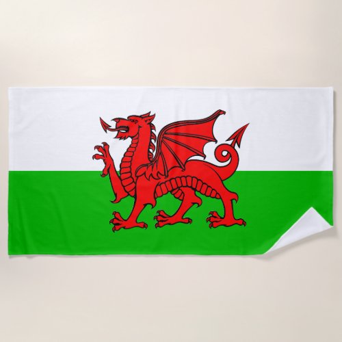 Welsh Red Dragon Wales Flag Beach Towel