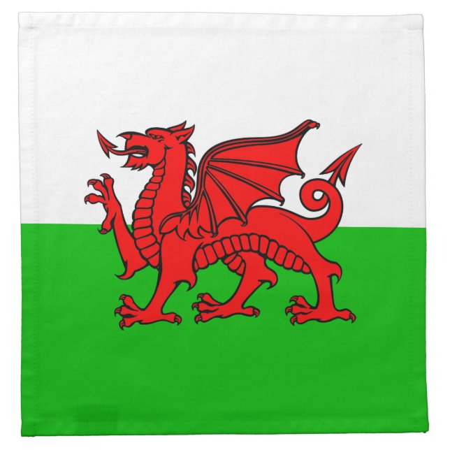 Welsh Red Dragon Wales Flag Cloth Napkin (Front)
