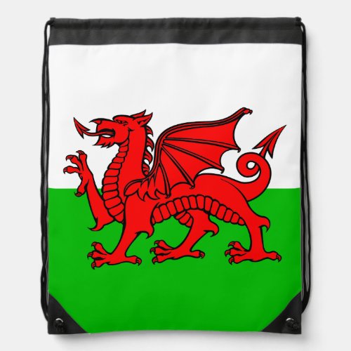 Welsh Red Dragon Wales Flag Drawstring Bag