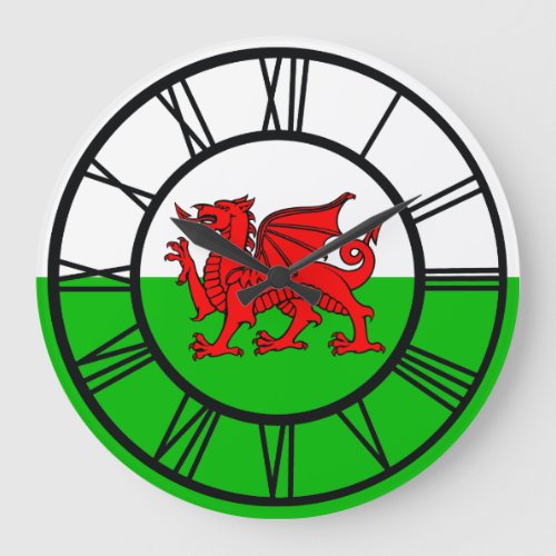 Welsh Red Dragon Wales Flag Large Clock