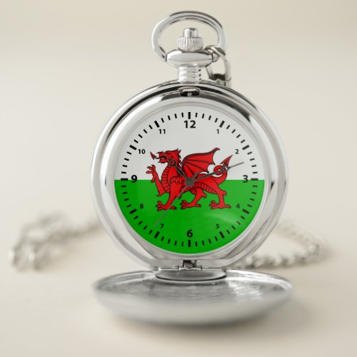 Welsh Red Dragon Wales Flag Pocket Watch