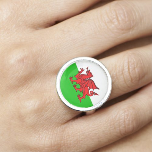 Welsh Red Dragon Wales Flag Ring