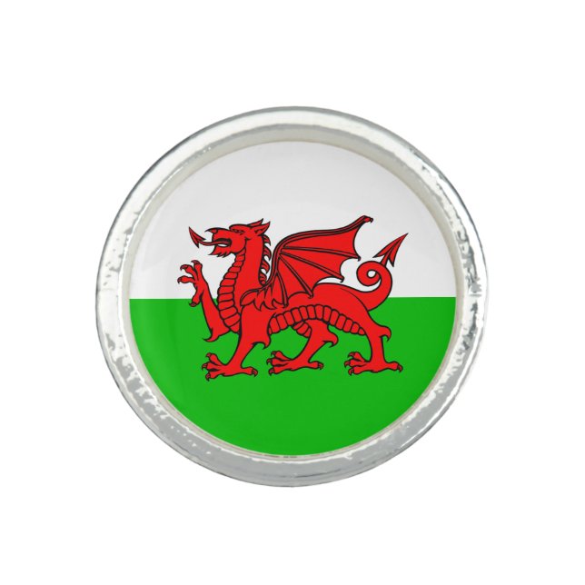 Welsh Red Dragon Wales Flag Ring (Front)