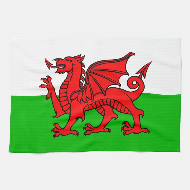 Welsh Red Dragon Wales Flag Towel (Horizontal)