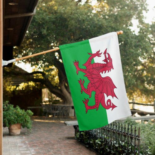 Welsh Red Dragon White and Green Wales House Flag