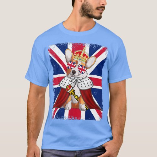 Welsh Royal Corgi United Kingdom Flag Union Jack S T_Shirt
