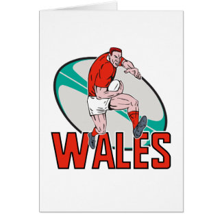Welsh Rugby player running ball Wales Cards
