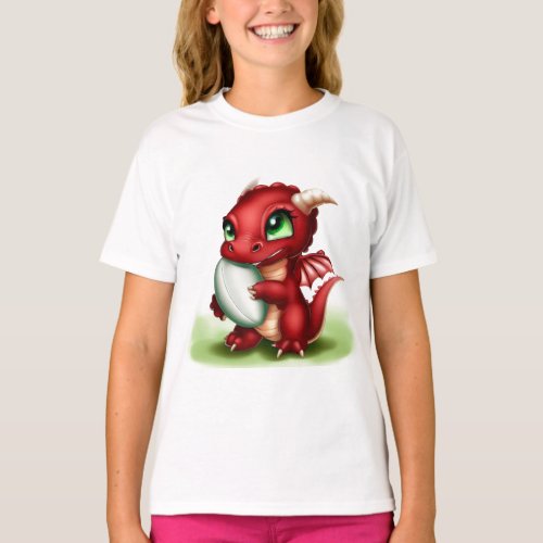 Welsh Rugby Playing Dragon Kids T_Shirt