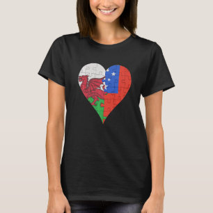 Welsh Samoan Flag Heart T-Shirt