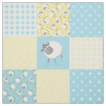 Welsh Sheep Faux Patchwork Blue Yellow Gingham Fabric