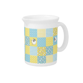 Welsh Sheep, Faux Patchwork, Country-Style Pitcher