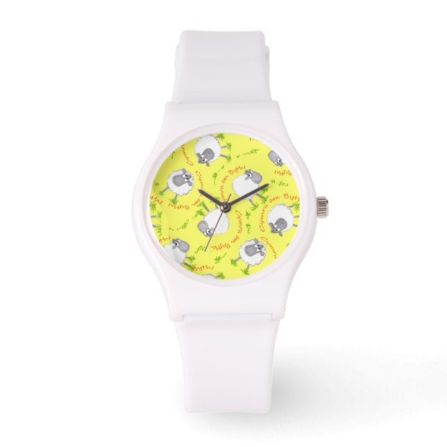 Welsh Sheep, Wales Forever Sporty White Wristwatch (Front)