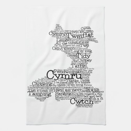 Welsh Slang Word Art Map Kitchen Towel