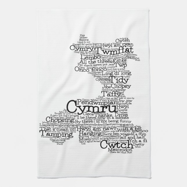 Welsh Slang Word Art Map Kitchen Towel (Vertical)
