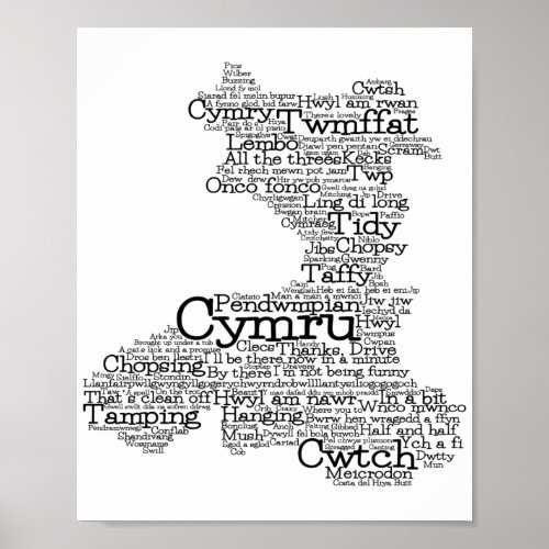 Welsh Slang Word Art Map Poster