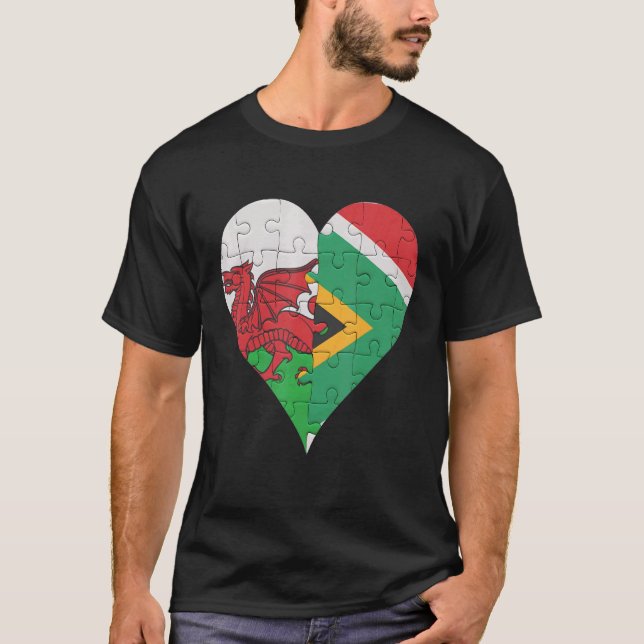 Welsh South African Flag Heart T-Shirt (Front)