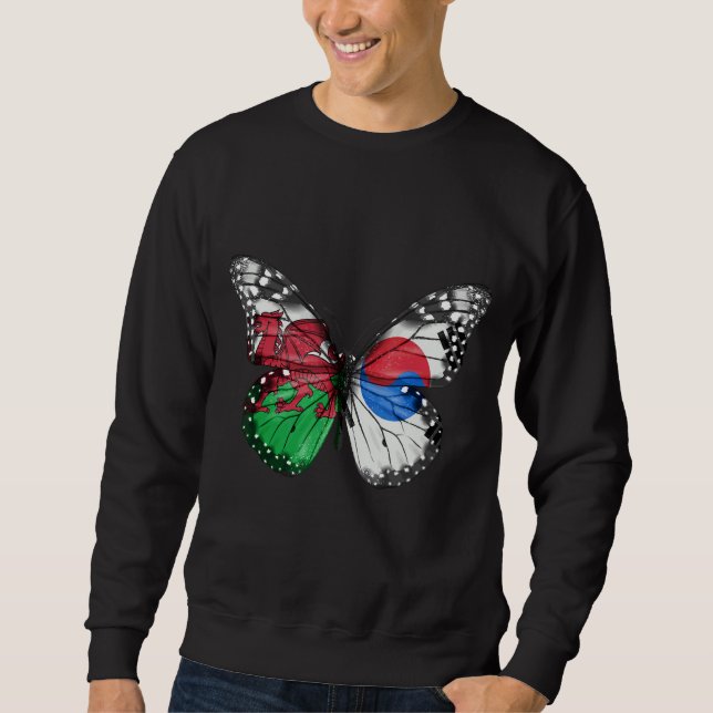 Welsh South Korean Flag Butterfly Sweatshirt (Front)