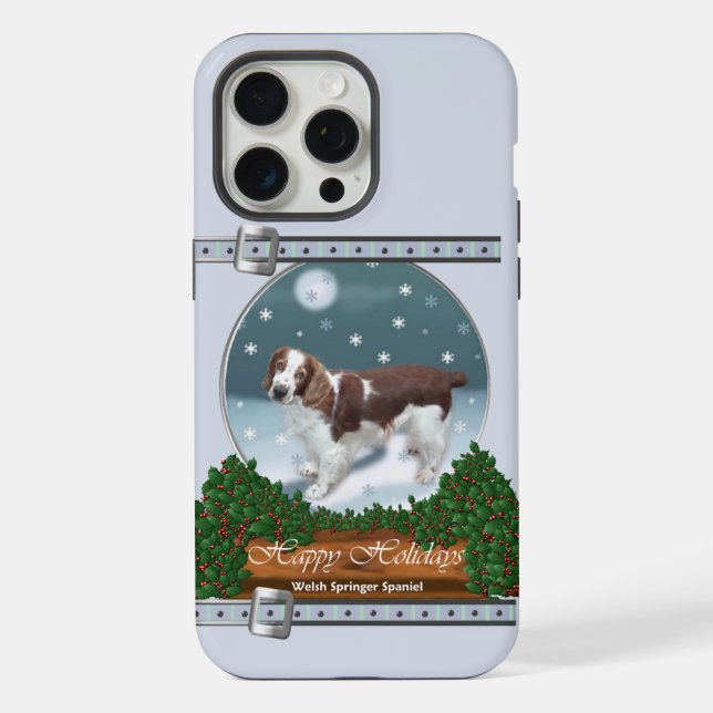 Welsh Springer Spaniel Blue Christmas Holiday iPhone Case (Back)